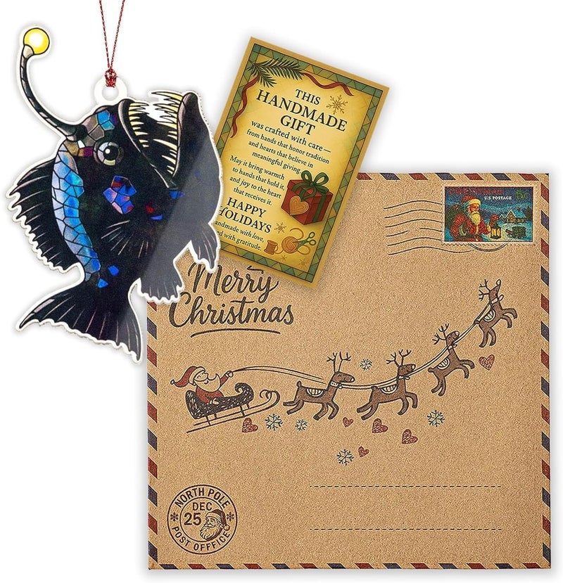 NELXI Anglerfish Christmas Ornaments 2025, Unique Fishing Ornaments for Christmas Tree, Sea Gifts for Fisherman Men Women Boys Teens, Inner Light Inspirational Decoration for Holiday Display, Ugly Ornament - Image 3